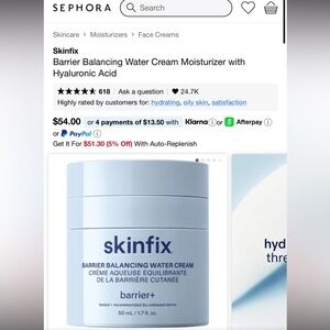 SKINFIX Barrier Balancing Water Cream Moisturizer with Hyaluronic Aci
